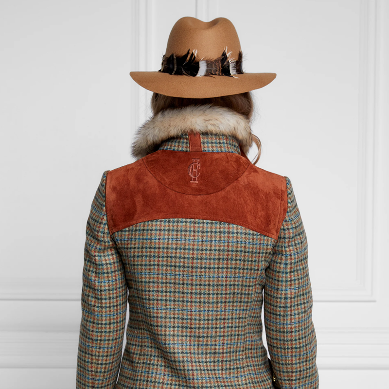 Holland Cooper Iridescent Feather Band Trilby Hat - Camel-3